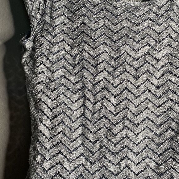 Women’s Metaphor Gray Gradient Chevron glitter sleeves dress A line Size 12 - Picture 2 of 6